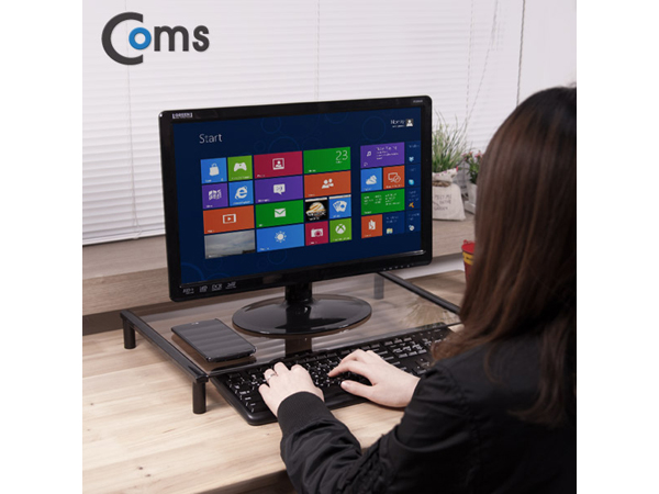 디바이스마트,,Coms,모니터,노트북 높이조절 스탠드, 1단 520*309 [LC3040],520*309 = 1ea / 강화안전유리 / 국산품 / 공간확보 / 인테리어 활용도