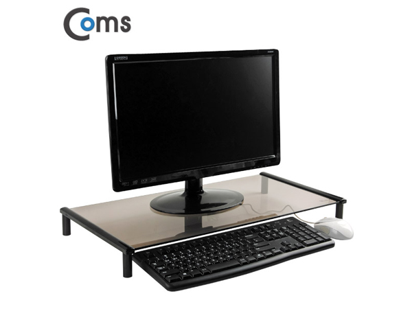 디바이스마트,,Coms,모니터,노트북 높이조절 스탠드, 1단 620*309 [LC3043],620*309 = 1ea / 강화안전유리 / 국산품 / 공간확보 / 인테리어 활용도