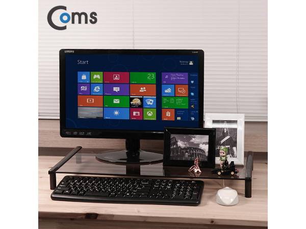 디바이스마트,,Coms,모니터,노트북 높이조절 스탠드, 1단 620*309 [LC3043],620*309 = 1ea / 강화안전유리 / 국산품 / 공간확보 / 인테리어 활용도
