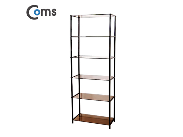조립식 유리진열장(블랙) 6단, 브론즈 유리 [LC3046]