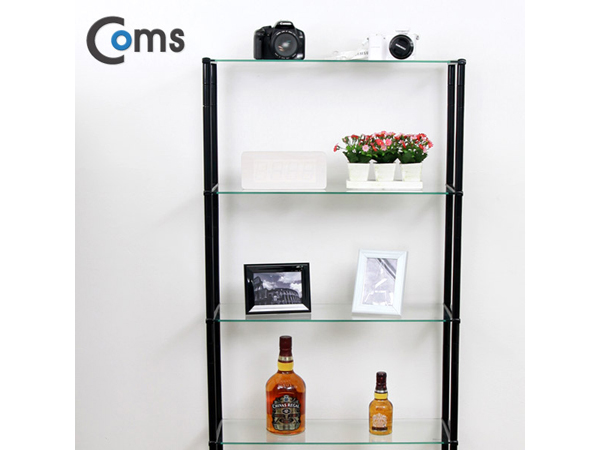 디바이스마트,,Coms,조립식 유리진열장(블랙) 6단, 투명유리 [LC3047],620*209 = 6ea / 강화안전유리 / 국산품 / 공간확보 / 인테리어 활용도