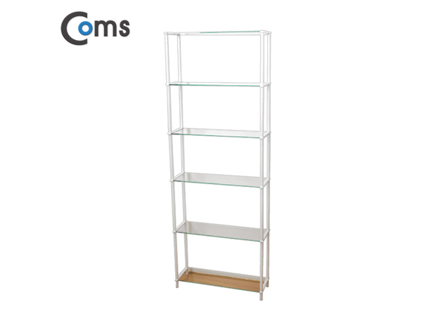 조립식 유리진열장(화이트) 6단, 투명유리 [LC3048]