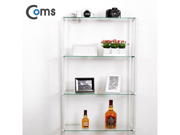 디바이스마트,,Coms,조립식 유리진열장(화이트) 6단, 투명유리 [LC3048],620*209 = 6ea / 강화안전유리 / 국산품 / 공간확보 / 인테리어 활용도