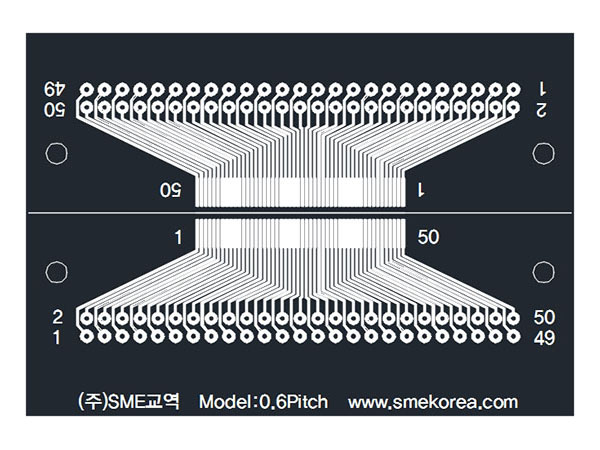 SMT 콘넥트 변환용 기판 : 양면 금도금 - 0.6mm Pitch