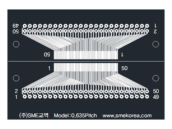 SMT 콘넥트 변환용 기판 : 양면 금도금 - 0.635mm Pitch