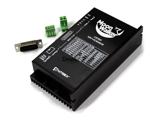 디바이스마트,기계/제어/로봇/모터 > 모터드라이버 > 브랜드(MoonWalker) 모터 드라이버 > i Step,MoonWalker,MW-VSCB24D3S-v2,2상 바이폴라 PWM 정전류 쵸퍼 드라이브 입력 전압 : DC 12V ~ 30V, 구동 전류 : 0 ~ 3A (구동전류 및 정지전류 설정가능), 1/128 까지 마이크로스텝구동가능. 5A 안전퓨즈 내장, 포토커플러를 이용한 입력 제어 신호 적용으로 외부노이즈를 최소화하였으며, 저전압, 과전압, 과전류 설정이 가능합니다. iSTEP Motion Controller UI 소프트웨어 제공