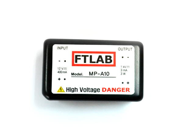 디바이스마트,전원/파워/배터리 > DC-DC 컨버터 모듈 > 승압형 모듈(실장, 절연 스위칭),에프티랩,고전압 DCDC 컨버터 3W 1kV(MP-A10),실장형 / 가변출력전압 / 가변방식 : Input Voltage / 1ch 출력 / 승압형 3W 절연 스위칭 컨버터 / 입력전압 : 0V~15V / 출력전압 : 0V~1000V / 출력전류 : 0.333mA / 변환효율 : 최대 0% / 절연전압 : 36000V / 입력단자 : 스루홀 핀 / 출력단자 : 스루홀 핀 / 패키지 : 밀폐형 모듈