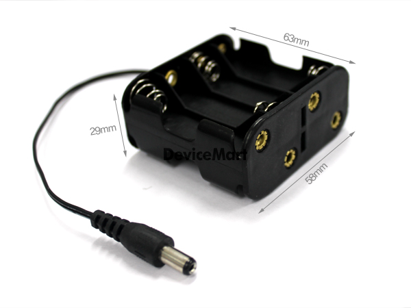 디바이스마트,전원/파워/배터리 > 배터리/배터리홀더 > 배터리홀더 Holder > AA용 홀더,SZH,AAx8 홀더 DC 커넥터 타입 [SZH-BH004],셀 규격 : AA형 / 셀 갯수 : 8개(직렬) / 전압 : 12V / 출력단자 : DC잭 5.5×2.1 플러그