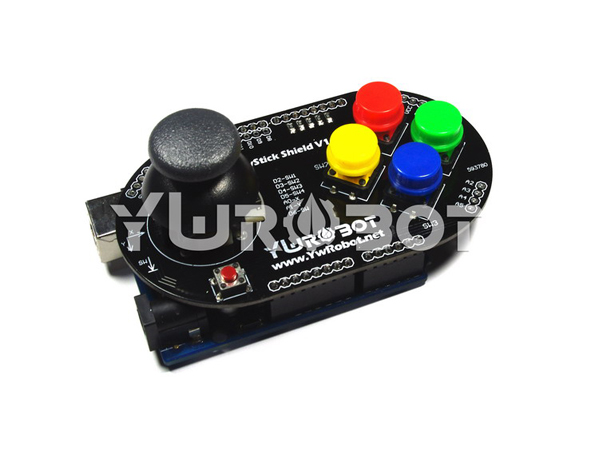 디바이스마트,오픈소스/코딩교육 > 아두이노 > 아두이노 호환쉴드,YwRobot,아두이노 조이스틱 쉴드 [ARD040401],Platform: Arduino Configuration is as follows: PS2 joystick (X axis A0, Y axis A1, Z axis key D6) Four separate buttons (D2, D3, D4, D5)