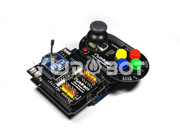 디바이스마트,오픈소스/코딩교육 > 아두이노 > 아두이노 호환쉴드,YwRobot,아두이노 조이스틱 쉴드 [ARD040401],Platform: Arduino Configuration is as follows: PS2 joystick (X axis A0, Y axis A1, Z axis key D6) Four separate buttons (D2, D3, D4, D5)