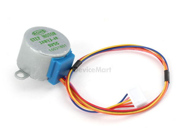 디바이스마트,기계/제어/로봇/모터 > 모터류 > 스텝모터 > 5상 스텝모터,SZH,아두이노 호환 5V 스텝모터 [SZH-EK060],아두이노와 호환되는 DC 5V 4상 스텝모터입니다. 4가닥의 선이 각 상에 전기를 On/Off  하는 것 만으로도 스텝모터를 쉽게 제어 가능합니다. size: 31*27*19mm, [SZH-EK059] 드라이버 모듈 제품과 함께 쓰기 좋습니다.28BYJ-48 4상 스텝 모터 (IN DC 5V)