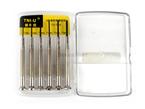 디바이스마트,수공구/전자공구/전동공구 > 작업공구 > 드라이버류 > 정밀드라이버,TNI-U,시계드라이버 세트 TU-T6A,카본스틸 재질의 가볍고 사용이 간편한 정밀 시계드라이버 6종 세트.