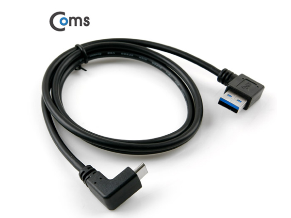USB 3.1 케이블 (Type C), USB 3.0 A(F) 꺾임형, 1M, Black [ITB108]