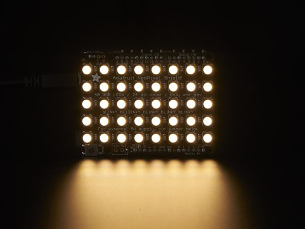 디바이스마트,오픈소스/코딩교육 > 아두이노 > 아두이노 LED/LCD모듈,Adafruit,Adafruit NeoPixel Shield - 40 RGBW - Warm White - ~3000K  [ada-2864],5x8 매트릭스 40 RGBW LED입니다. 각각의 픽셀은 독립적으로 주소를 가지며 단지 1개의 핀(디지털 #6)을 필요로 합니다.