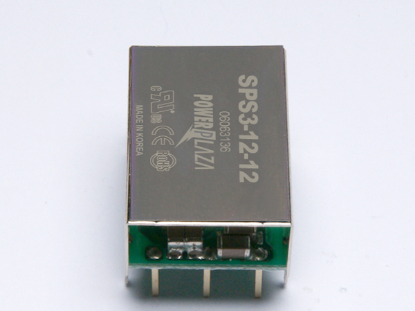 디바이스마트,전원/파워/배터리 > DC-DC 컨버터 모듈 > 정전압 모듈(실장, 절연 스위칭),Power Plaza,SPS3-12-12,실장형 / 고정출력전압 / 1chch 출력 / 정전압 3W 절연 스위칭 컨버터 / 입력전압 : 9V~8V / 출력전압 : 12V / 출력전류 : 200mA / 변환효율 : 최대 83% / 절연전압 : 500V / 입력단자 : 스루홀 핀 / 출력단자 : 스루홀 핀 / 패키지 : PCB