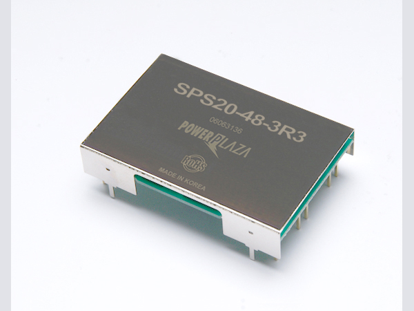 디바이스마트,전원/파워/배터리 > DC-DC 컨버터 모듈 > 강하형 모듈(실장) > 절연 스위칭 모듈,Power Plaza,SPS20-48-3R3,실장형 / 고정출력전압 / 1chch 출력 / 강하형 20W 절연 스위칭 컨버터 / 입력전압 : 36V~76V / 출력전압 : 3.3V / 출력전류 : 4A / 변환효율 : 최대 86% / 절연전압 : 500V / 입력단자 : 스루홀 핀 / 출력단자 : 스루홀 핀 / 패키지 : PCB
