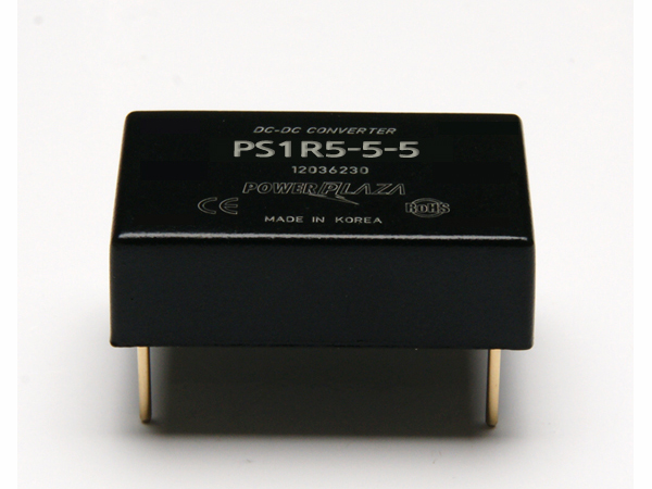 디바이스마트,전원/파워/배터리 > DC-DC 컨버터 모듈 > 정전압 모듈(실장, 절연 스위칭),Power Plaza,PS1R5-5-5,실장형 / 고정출력전압 / 1chch 출력 / 정전압 1.5W 절연 스위칭 컨버터 / 입력전압 : 4.5V~7.2V / 출력전압 : 5V / 출력전류 : 300mA / 변환효율 : 최대 70% / 절연전압 : 500V / 스위칭 주파수 : 300kHz / 입력단자 : 스루홀 핀 / 출력단자 : 스루홀 핀 / 패키지 : 밀폐형 모듈