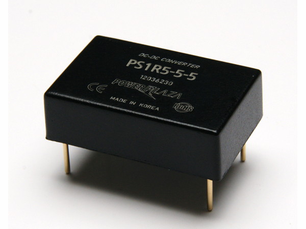 디바이스마트,전원/파워/배터리 > DC-DC 컨버터 모듈 > 정전압 모듈(실장, 절연 스위칭),Power Plaza,PS1R5-5-5,실장형 / 고정출력전압 / 1chch 출력 / 정전압 1.5W 절연 스위칭 컨버터 / 입력전압 : 4.5V~7.2V / 출력전압 : 5V / 출력전류 : 300mA / 변환효율 : 최대 70% / 절연전압 : 500V / 스위칭 주파수 : 300kHz / 입력단자 : 스루홀 핀 / 출력단자 : 스루홀 핀 / 패키지 : 밀폐형 모듈