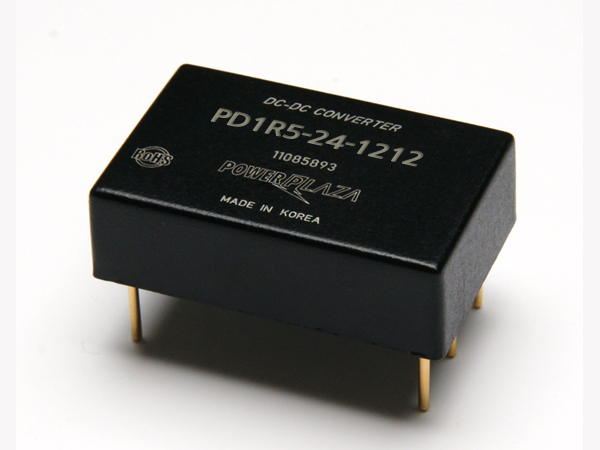 디바이스마트,전원/파워/배터리 > DC-DC 컨버터 모듈 > 강하형 모듈(실장) > 절연 스위칭 모듈,Power Plaza,PD1R5-24-1212,실장형 / 고정출력전압 / 2chch 출력 / 강하형 1.5W 절연 스위칭 컨버터 / 전압반전출력 / 입력전압 : 18V~32V / 출력전압 : 12V / 반전출력 : -12V / 출력전류 : 60mA / 변환효율 : 최대 74% / 절연전압 : 500V / 스위칭 주파수 : 300kHz / 입력단자 : 스루홀 핀 / 출력단자 : 스루홀 핀 / 패키지 : 밀폐형 모듈