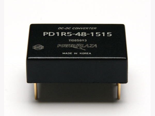 디바이스마트,전원/파워/배터리 > DC-DC 컨버터 모듈 > 강하형 모듈(실장) > 절연 스위칭 모듈,Power Plaza,PD1R5-24-1515,실장형 / 고정출력전압 / 2chch 출력 / 강하형 1.5W 절연 스위칭 컨버터 / 전압반전출력 / 입력전압 : 18V~32V / 출력전압 : 15V / 반전출력 : -15V / 출력전류 : 50mA / 변환효율 : 최대 75% / 절연전압 : 500V / 스위칭 주파수 : 300kHz / 입력단자 : 스루홀 핀 / 출력단자 : 스루홀 핀 / 패키지 : 밀폐형 모듈