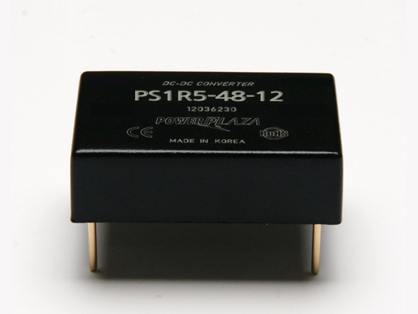디바이스마트,전원/파워/배터리 > DC-DC 컨버터 모듈 > 강하형 모듈(실장) > 절연 스위칭 모듈,Power Plaza,PS1R5-48-12,실장형 / 고정출력전압 / 1chch 출력 / 강하형 1.5W 절연 스위칭 컨버터 / 입력전압 : 32V~63V / 출력전압 : 12V / 출력전류 : 125mA / 변환효율 : 최대 75% / 절연전압 : 500V / 스위칭 주파수 : 300kHz / 입력단자 : 스루홀 핀 / 출력단자 : 스루홀 핀 / 패키지 : 밀폐형 모듈