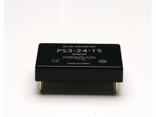 디바이스마트,전원/파워/배터리 > DC-DC 컨버터 모듈 > 강하형 모듈(실장) > 절연 스위칭 모듈,Power Plaza,PS3-24-15,실장형 / 고정출력전압 / 1chch 출력 / 강하형 3W 절연 스위칭 컨버터 / 입력전압 : 18V~32V / 출력전압 : 15V / 출력전류 : 200mA / 변환효율 : 최대 82% / 절연전압 : 500V / 스위칭 주파수 : 300kHz / 입력단자 : 스루홀 핀 / 출력단자 : 스루홀 핀 / 패키지 : 밀폐형 모듈