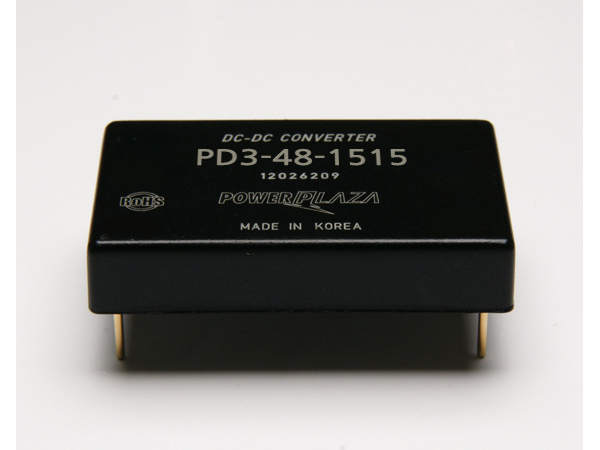 디바이스마트,전원/파워/배터리 > DC-DC 컨버터 모듈 > 강하형 모듈(실장) > 절연 스위칭 모듈,Power Plaza,PD3-48-1515,실장형 / 고정출력전압 / 2chch 출력 / 강하형 3W 절연 스위칭 컨버터 / 전압반전출력 / 입력전압 : 32V~63V / 출력전압 : 15V / 반전출력 : -15V / 출력전류 : 100mA / 변환효율 : 최대 78% / 절연전압 : 500V / 스위칭 주파수 : 300kHz / 입력단자 : 스루홀 핀 / 출력단자 : 스루홀 핀 / 패키지 : 밀폐형 모듈