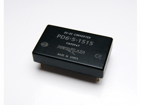 디바이스마트,전원/파워/배터리 > DC-DC 컨버터 모듈 > 승압형 모듈(실장, 절연 스위칭),Power Plaza,PD6-5-1515,실장형 / 고정출력전압 / 2chch 출력 / 승압형 6W 절연 스위칭 컨버터 / 전압반전출력 / 입력전압 : 4.5V~7.2V / 출력전압 : 15V / 반전출력 : -15V / 출력전류 : 180mA / 변환효율 : 최대 69% / 절연전압 : 500V / 스위칭 주파수 : 300kHz / 입력단자 : 스루홀 핀 / 출력단자 : 스루홀 핀 / 패키지 : 밀폐형 모듈