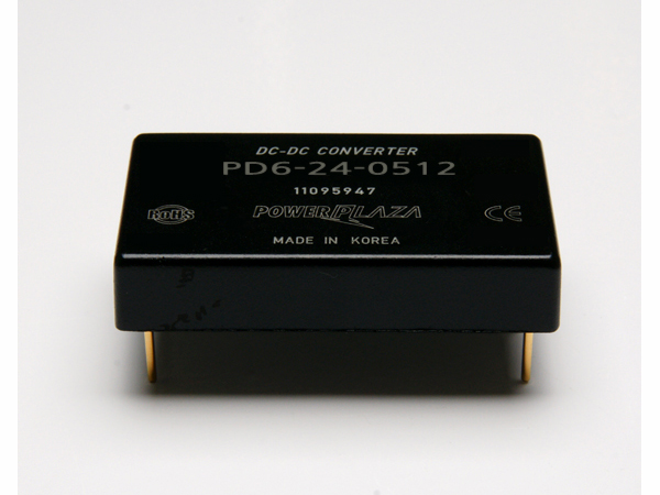 디바이스마트,전원/파워/배터리 > DC-DC 컨버터 모듈 > 강하형 모듈(실장) > 절연 스위칭 모듈,Power Plaza,PD6-24-0512,실장형 / 고정출력전압 / 2chch 출력 / 강하형 6W 절연 스위칭 컨버터 / 입력전압 : 18V~32V / 출력전압 : 5V / 출력전류 : 100mA / 변환효율 : 최대 72% / 절연전압 : 500V / 스위칭 주파수 : 300kHz / 입력단자 : 스루홀 핀 / 출력단자 : 스루홀 핀 / 패키지 : 밀폐형 모듈