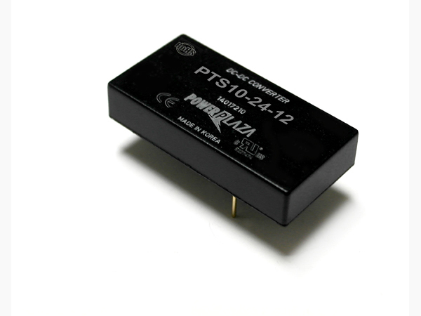 디바이스마트,전원/파워/배터리 > DC-DC 컨버터 모듈 > 승압형 모듈(실장, 절연 스위칭),Power Plaza,PTS10-24-12,실장형 / 고정출력전압 / 1chch 출력 / 승압형 10W 절연 스위칭 컨버터 / 입력전압 : 10V~36V / 출력전압 : 12V / 출력전류 : 900mA / 변환효율 : 최대 83% / 절연전압 : 500V / 스위칭 주파수 : 300kHz / 입력단자 : 스루홀 핀 / 출력단자 : 스루홀 핀 / 패키지 : 밀폐형 모듈