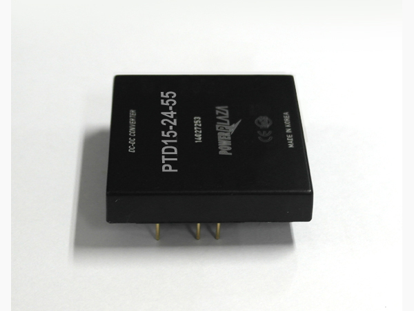 디바이스마트,전원/파워/배터리 > DC-DC 컨버터 모듈 > 강하형 모듈(실장) > 절연 스위칭 모듈,Power Plaza,PTD15-24-55,실장형 / 고정출력전압 / 2chch 출력 / 강하형 15W 절연 스위칭 컨버터 / 전압반전출력 / 입력전압 : 10V~36V / 출력전압 : 5V / 반전출력 : -5V / 출력전류 : 1.5A / 변환효율 : 최대 85% / 절연전압 : 500V / 스위칭 주파수 : 250kHz / 입력단자 : 스루홀 핀 / 출력단자 : 스루홀 핀 / 패키지 : 밀폐형 모듈