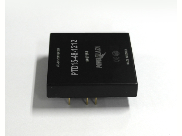 디바이스마트,전원/파워/배터리 > DC-DC 컨버터 모듈 > 강하형 모듈(실장) > 절연 스위칭 모듈,Power Plaza,PTD15-48-1212,실장형 / 고정출력전압 / 2chch 출력 / 강하형 15W 절연 스위칭 컨버터 / 전압반전출력 / 입력전압 : 20V~72V / 출력전압 : 12V / 반전출력 : -12V / 출력전류 : 625mA / 변환효율 : 최대 86% / 절연전압 : 500V / 스위칭 주파수 : 250kHz / 입력단자 : 스루홀 핀 / 출력단자 : 스루홀 핀 / 패키지 : 밀폐형 모듈