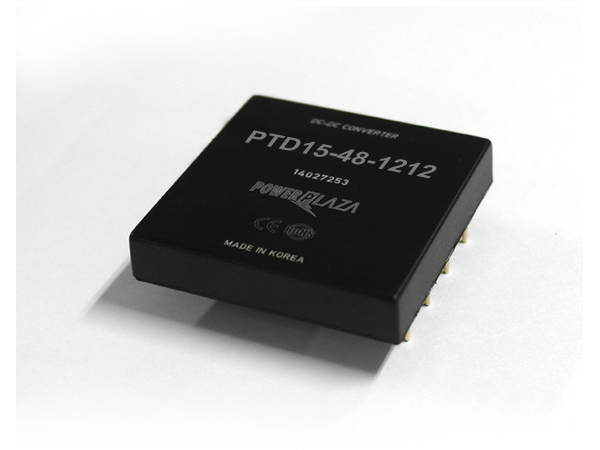 디바이스마트,전원/파워/배터리 > DC-DC 컨버터 모듈 > 강하형 모듈(실장) > 절연 스위칭 모듈,Power Plaza,PTD15-48-1212,실장형 / 고정출력전압 / 2chch 출력 / 강하형 15W 절연 스위칭 컨버터 / 전압반전출력 / 입력전압 : 20V~72V / 출력전압 : 12V / 반전출력 : -12V / 출력전류 : 625mA / 변환효율 : 최대 86% / 절연전압 : 500V / 스위칭 주파수 : 250kHz / 입력단자 : 스루홀 핀 / 출력단자 : 스루홀 핀 / 패키지 : 밀폐형 모듈