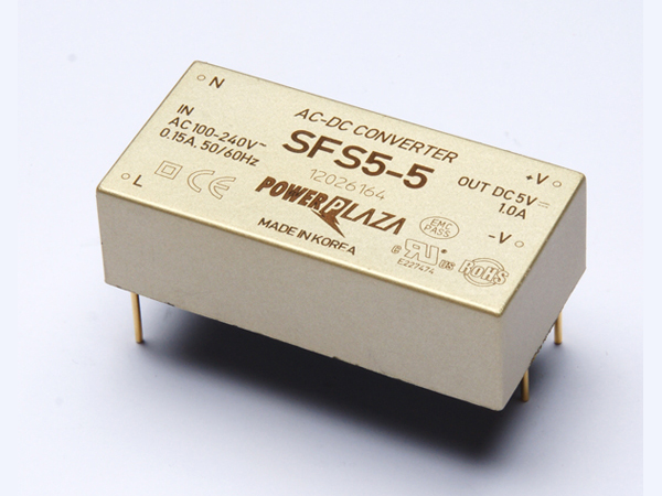 디바이스마트,전원/파워/배터리 > SMPS > On-Board 타입 > 1채널 (Single),Power Plaza,SFS5-5,On board 타입 1채널 5W SMPS / 출력전압 : 5V / 출력전류 : 1A / 입력전압 : AC 85~264V / 변환효율 : 75% / Power Plaza