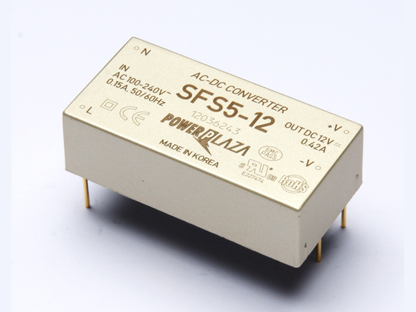 디바이스마트,전원/파워/배터리 > SMPS > On-Board 타입 > 1채널 (Single),Power Plaza,SFS5-12,On board 타입 1채널 5W SMPS / 출력전압 : 12V / 출력전류 : 420mA / 입력전압 : AC 85~264V / 변환효율 : 77% / Power Plaza