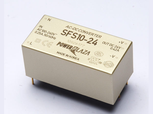 디바이스마트,전원/파워/배터리 > SMPS > On-Board 타입 > 1채널 (Single),Power Plaza,SFS10-24,On board 타입 1채널 10W SMPS / 출력전압 : 24V / 출력전류 : 420mA / 입력전압 : AC 85~264V / 변환효율 : 80% / Power Plaza