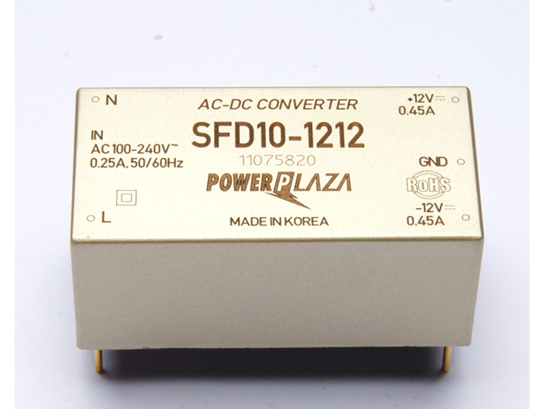 디바이스마트,전원/파워/배터리 > SMPS > On-Board 타입 > 2채널 (Dual),Power Plaza,SFD10-1212,On board 타입 2채널 10W SMPS / 1CH 출력 : 12V 450mA / 2CH 출력 : -12V 450mA / 입력전압 : AC 85~264V / 변환효율 : 80% / Power Plaza