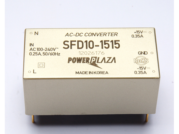 디바이스마트,전원/파워/배터리 > SMPS > On-Board 타입 > 2채널 (Dual),Power Plaza,SFD10-1515,On board 타입 2채널 10W SMPS / 1CH 출력 : 15V 350mA / 2CH 출력 : -15V 350mA / 입력전압 : AC 85~264V / 변환효율 : 81% / Power Plaza