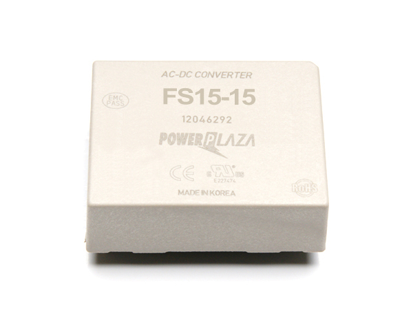 디바이스마트,전원/파워/배터리 > SMPS > On-Board 타입 > 1채널 (Single),Power Plaza,FS15-15,On board 타입 1채널 15W SMPS / 출력전압 : 15V / 출력전류 : 1A / 입력전압 : AC 85~264V / 변환효율 : 78% / Power Plaza