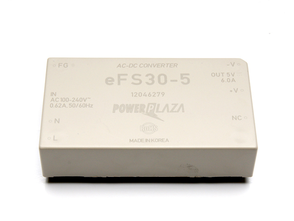 디바이스마트,전원/파워/배터리 > SMPS > On-Board 타입 > 1채널 (Single),Power Plaza,eFS30-5,On board 타입 1채널 30W SMPS / 출력전압 : 5V / 출력전류 : 6A / 입력전압 : AC 85~264V / 변환효율 : 81% / Power Plaza