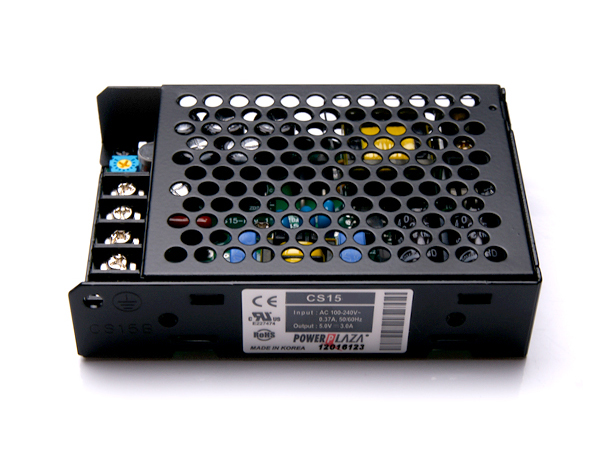 디바이스마트,전원/파워/배터리 > SMPS > Enclosure 타입 > 1채널 (Single),Power Plaza,CS15-5,Enclosure 타입 1채널 15W SMPS / 출력전압 : 5V / 출력전류 : 3A / 입력전압 : AC 90~264V / 변환효율 : 71% / Power Plaza