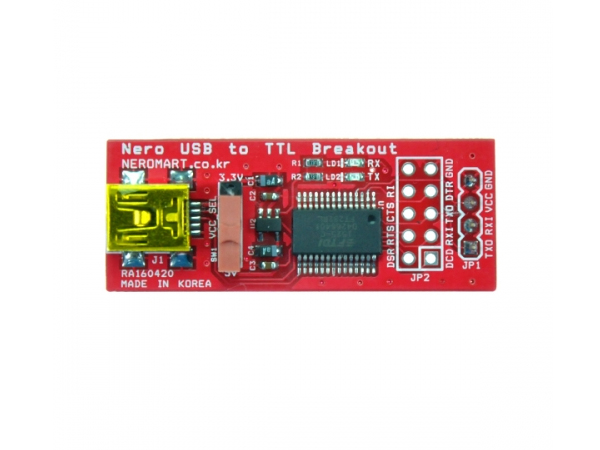 디바이스마트,MCU보드/전자키트 > 개발용 장비 > USB/RS232/RS485 컨버터,AVRMALL,Nero USB to TTL Breakout (4pin Socket) (NER-13890),FTDI 5V/3.3V 소켓 타입 - USB to TTL 변환 보드, avrmall board 와 호환