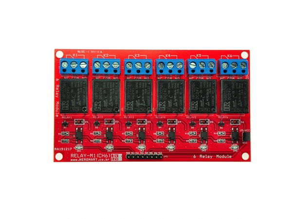 디바이스마트,MCU보드/전자키트 > 전원/신호/저장/응용 > 릴레이,AVRMALL,RELAY-M1(CH6)-24V (NER-13458),6 채널 릴레이모듈- 24V,  절연회로 적용