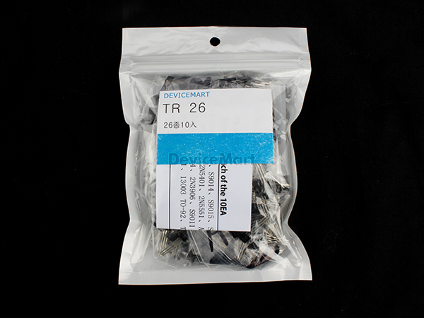 디바이스마트,,NT-KIT,범용 트랜지스터 26종 키트 [NT-KIT-T002],불황에 맞서다!  NT-봉지키트 시리즈. 간편한 비닐 포장으로 가격 거품을 뺀 저가형 키트입니다. 1815,1015, 3904,3906 등의 많이 쓰이는 범용 TR로 구성된 실속키트입니다.