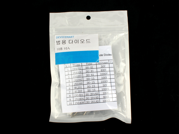 디바이스마트,RLC/수동소자 > 엔지니어 샘플키트 > 다이오드 키트,NT-KIT,범용 다이오드 10종 키트 [NT-KIT-D001],불황에 맞서다!  NT-봉지키트 시리즈. 간편한 비닐 포장으로 가격 거품을 뺀 저가형 키트입니다.