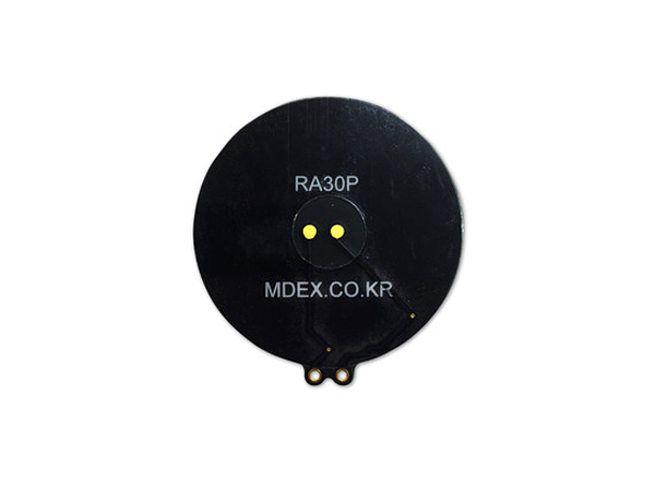 디바이스마트,센서 > 압력/힘(Force)센서 > 압력센서/트랜스듀서,마블덱스,압력센서 FSR, RA30P,길이: 32.17mm, 폭: 30mm, 두께: 1mm, 센싱영역: Ø 24, 상판재질: 실리콘러버, 센싱압력범위: 5g ~ 4.5kg