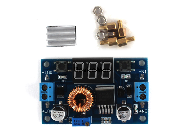 디바이스마트,MCU보드/전자키트 > 전원/신호/저장/응용 > 레벨컨버터/전압관리,SZH,FND 전압표시 XL4015 강하형 DC-DC 5A 가변 컨버터 [SZH-PWSDF-036],벅(BUCK) / Step-Down / FND 전압 표시기(self-calibration) 내장 / 4.0V ~ 38V의 입력 전압을 1.25V ~ 35V로 변환 / 최대 5A의 고출력, 높은 효율, 적은 리플 / 입력 전압, 출력 전압 버튼(FND 우측)으로 선택 가능, LED 인디케이터로 출력되는 전압 표시