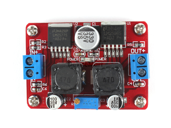 디바이스마트,MCU보드/전자키트 > 전원/신호/저장/응용 > 레벨컨버터/전압관리,SZH,LM2577 + LM2596 승압/강하 DC-DC 가변 컨버터 [SZH-PWSD-049],벅(BUCK) & 부스트(BOOST) / LM2577 + LM2596 DC-DC step-up & step-down module / 3.5V ~ 28V의 입력 전압을 1.25V ~ 26V의 전압으로 자동 변환(임의 전압으로 고정, 가변저항으로 변경 가능) 출력 / 53mm * 38mm * 15mm