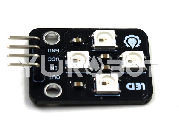 디바이스마트,오픈소스/코딩교육 > 아두이노 > 아두이노 LED/LCD모듈,YwRobot,아두이노 WS2812 Full Color LED Module [ELB061000],5050 RGB LED 4개를 장착한 아두이노 LED 모듈 입니다.