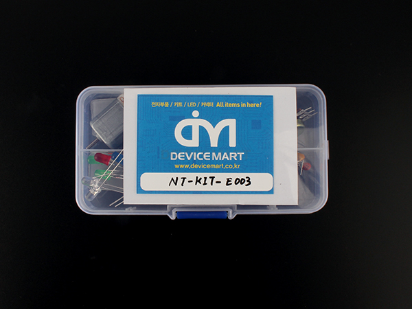 디바이스마트,RLC/수동소자 > 엔지니어 샘플키트 > 기타 키트,NT-KIT,기본 부품 종합 키트 v2 [NT-KIT-E003],불황에 맞서는 저렴한 실속키트.  소형DC모터, 캐패시터, 저항, 트랜지스터, 다이오드, LED까지 기본 회로 구성에 꼭 필요한 기본부품들만 모은 키트입니다.